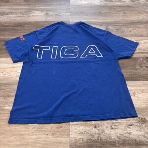Vintage Nautica T-shirt 90s y2k Blue Men XL Crewneck Spell Out‎ Wraparound